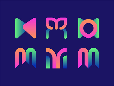 M mark icon letter logo monogram symbol typography vector
