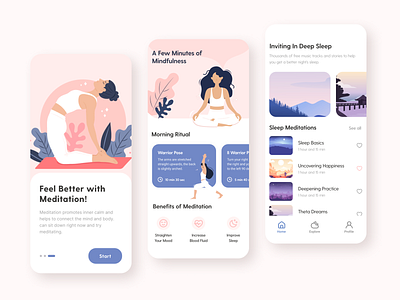 Meditation App UI Design by Alina Berdii on Dribbble