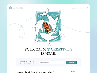ArtCalm blog animation art blog design illustration interface ui web