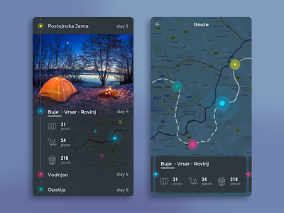 Camp Route blue flat ios iphone map material minimal route tourism travel ui сamping