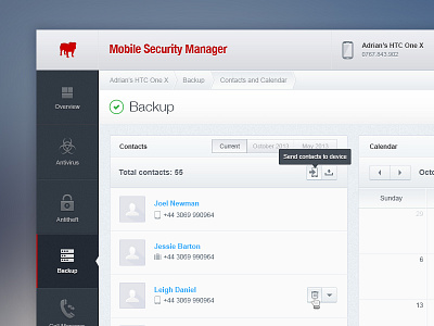 Mobile Security Manager UI admin android bullguard cms design interface ios sketch table ui ux web