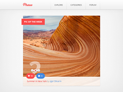 Phereo clean comment concept design feed interface like menu minimal phereo photo site social soft ui ux web