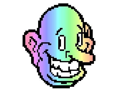 Holographic Laughter cartoon holographic pixelart