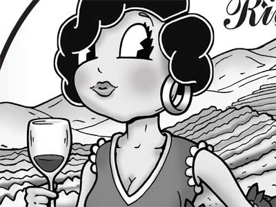 Lovely Rita / Longoria Wines cartoon illustration wine label
