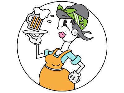 Waitress beer cartoon