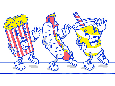 Hip Hippity cartoon hotdog popcorn soda pop