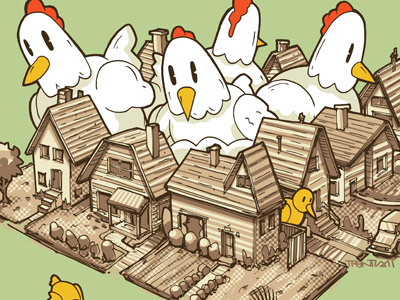 Chickens cartoon illustration