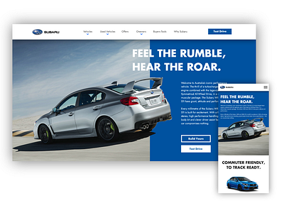 Subaru WRX STI Website UI (mobile + Desktop Hero Section)) app branding concept design sti subaru ui ux web website wrx