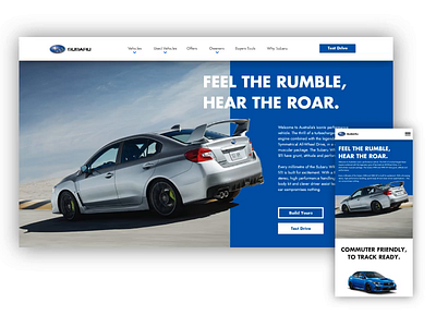 Subaru WRX STI Website UI (desktop + Mobile scroll) app branding concept design sti subaru ui ux web website wrx