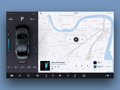 Car Dashboard animation automotive car car dashboard cinema 4d climate dashboard driving map navigation navigation bar octane octanerender tesla ui ux