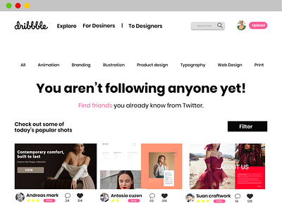 Dribbble Redesign Concept dribbble redesign webdesign