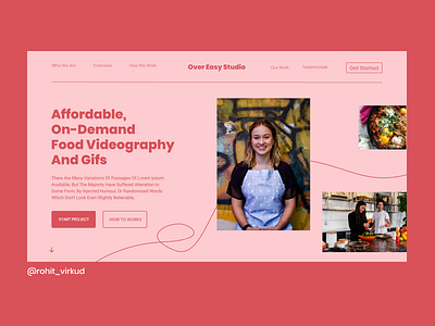 Landing page for a food videography studio design figma ui uiux webdesign webdesigner website concept website design