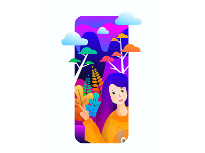 Sweet Selfie character illustraion vector