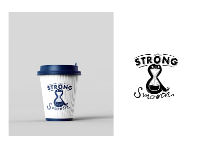 Strong & Smooth cup branding coffee coffee cup design fun handdrawn illustration lettering logo packaging stencil typography