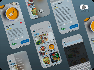 Food App Concept animation app dark dark mode dark ui design firstshot food app icon illustrator typography ui ux vector