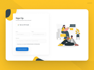 #001 Sign up form 001 dailychallenge form illustration signup yellow