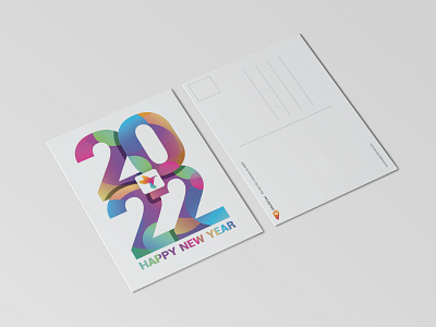 Happy New Year Postcard 2022 branding gradient greeting card happy new year mailer new year postcard typography