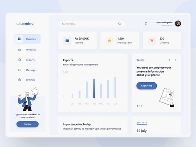 Jualanmind Supplier Dashboard blue dashboard exploration figma minimalist ui uidesign uiux userinterface ux uxdesign