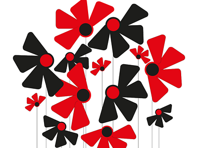Abstract red and black flowers