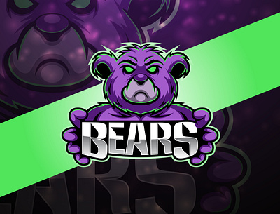 Bears esport mascot logo design aggressive angry animal background badge bear beast black branding carnivore cartoon character club college danger design dota emblem esport esport template