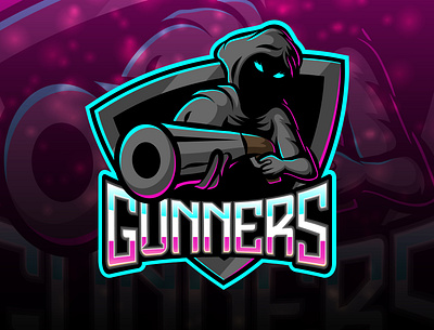 Gunners esport mascot logo design army badge battle cartoon character commando design emblem esport force game gaming gun gunner head helmet hero icon illustration infantry