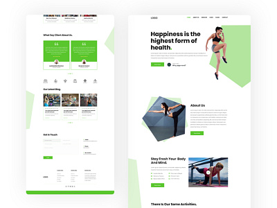 Fitness yoga template/Landing page app design dribbble illustration logo ux