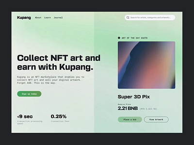 Kupang - NFT Marketplace Landing Page minimal nft web