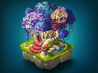 Magic Tree art building digital flowers game illustration magic tree