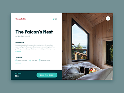 Treetop Cabin Rental UI / UX Concept Design airbnb app booking cabin clean ui concept design graphic design hotel interface landing page rental ui uiux userexperience userinterface ux web web design website