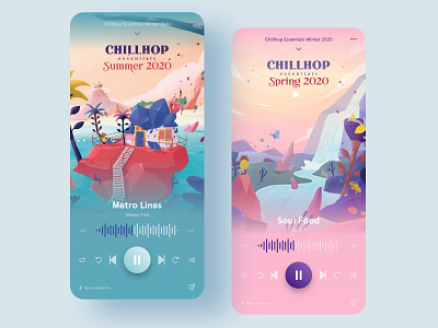 Chillhop Music Summer and Spring 2020 (Music App Concept) app chillhop concept illustration interface mobile music music app ui uiux ux