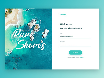 Maldives Travel Site Login UI/UX Concept 🏝 beach brand clean concept design interface landing page login maldives minimal travel ui uiux ux web design widget