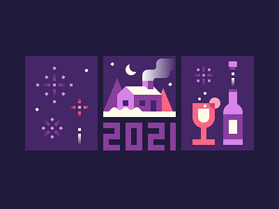 Happy New Year! 2020 2021 december design drinks fireworks flat happy house illustration new year new years eve vector