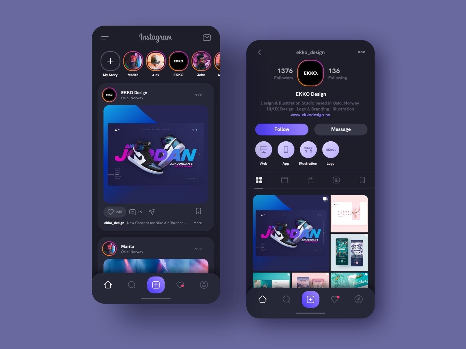 Instagram Dark UI Concept by EKKO on Dribbble