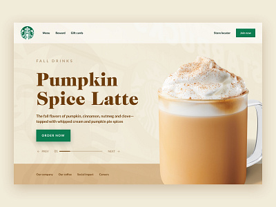 Starbucks - Pumpkin Spice Latte Landing Page Concept autumn brand coffee fall interface latte psl pumpkin starbucks ui uiux ux