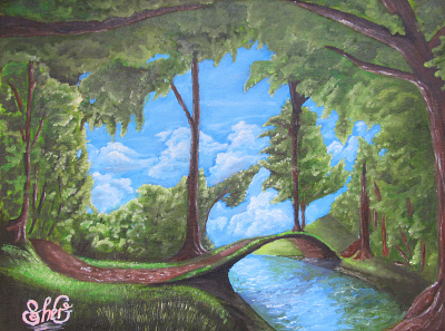 Фантазия. Лес. Масло animation clouds clouds paint design illustration minimal oil paint painting trees web wood fantasy