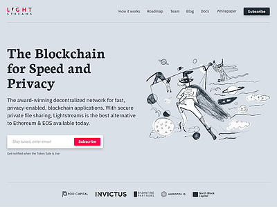Lightstreams Network Website absurd blockchain clean crypto design homepage illustration modern simple typography website