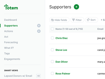 Totem Dashboard app clean dashboard green modern nonprofit platform simple software ui user interface ux
