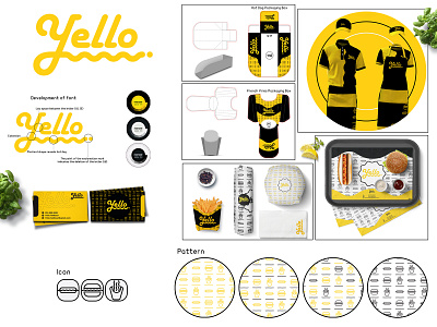 YELLO branding design flat font food illustrator logo type typography vector