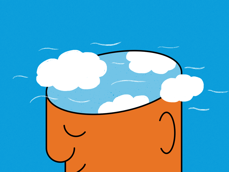 Head In The Clouds animation branding clouds gif happy headspace illustration meditation mood peace