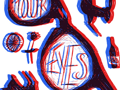 Four Eyes band branding brush gig poster illustration music poster typography