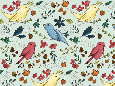 Birds Pattern animals birds color illustration nature pastel pattern