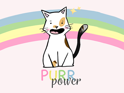 PURR POWER cat cat quote cats colors cute illustration magic pink purr quote rainbow