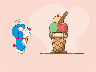 Doraemon ❤️ Still my Favorite cartoon character childhood concept cute cute art doraemon icecream idea illustration illustration art life love ui uiux