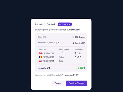 Switch to Annual annual billing payment switch to annual ui ux