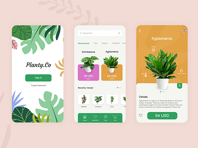 Planty.Co concept design app design firstshot flat green minimal mobile application rockies ui ui design uiux user experience ux