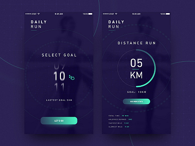 Daily Run app bold design fitness mobile mockup phone running ui ux vector