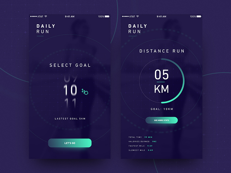 Daily Run mockup bold fitness running vector phone mobile design app ux ui