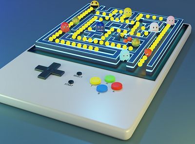 PacMan Recreation on Console 3dillustrations 3dmodeilng pacman creation on blender pacman on consoleblender3d