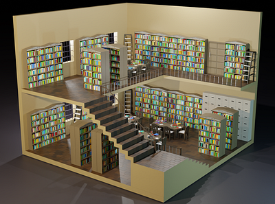 Low Poly Library 3d concept 3d illustration b3d blender blender illustration cycles eevee lowpoly library