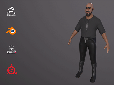 Lowpoly 3D Game Ready Rigged Character blendersculpting